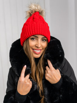 Bolf Damen Wintermütze mit Bommel  Rot  M1
