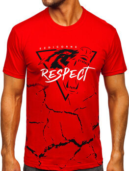 Bolf Herren Baumwoll T-Shirt mit Motiv Rot  5035