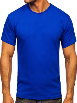 Bolf Herren Baumwoll Uni T-Shirt Mittelblau  192397