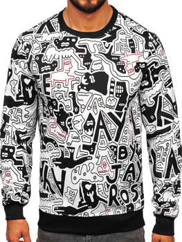 Bolf Herren Sweatshirt mit Motiv Schwarz-Weiß  8B1133