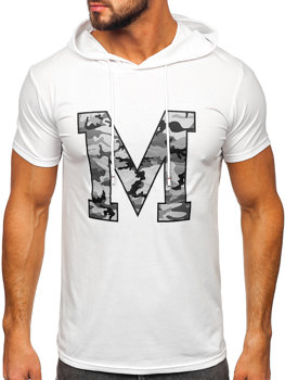 Bolf Herren T-Shirt mit Kapuze mit Motiv Weiß  8T965