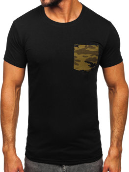 Bolf Herren T-Shirt mit Tasche mit Motiv Camo Schwarz-Grün  8T85