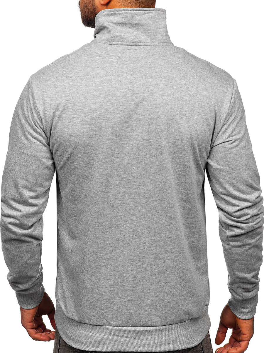 Bolf Herren Sweatjacke Sweatshirt mit Stehkragen Grau B069