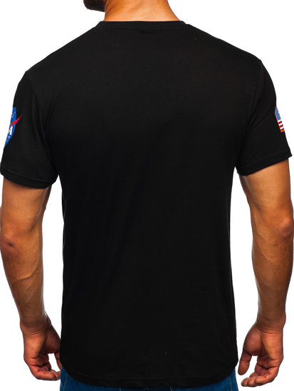  Bolf Herren Baumwoll T-Shirt mit Motiv Schwarz 14401