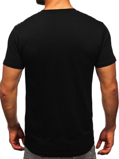 Bolf Herren Baumwoll T-Shirt mit Motiv Schwarz 14720