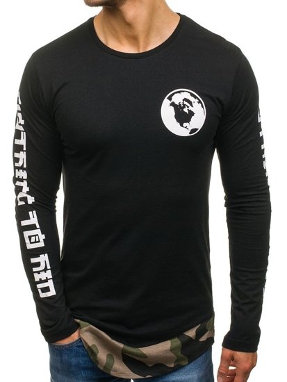 Bolf Herren Sweatshirt mit Motiv Schwarz-Grün 0778