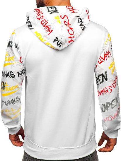 Bolf Herren Sweatshirt mit Motiv mit Kängurutasche Weiß  8B997