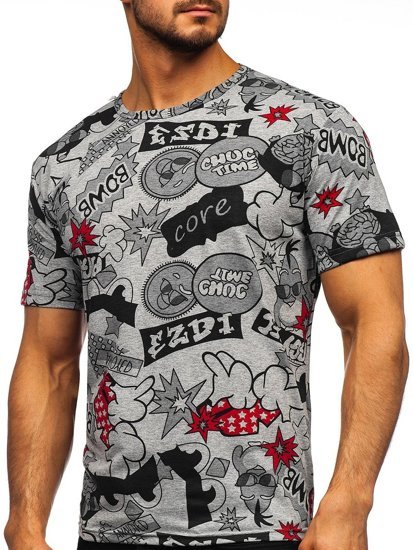 Bolf Herren T-Shirt mit Motiv Grau  14917