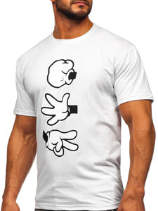 Bolf Herren Baumwoll T-Shirt mit Motiv Weiß KS1997