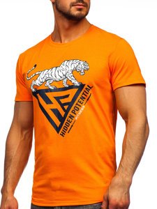 Bolf Herren T-Shirt mit Moiv Orange  Y70013