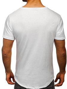 Bolf Herren T-Shirt mit V-Ausschnitt Weiß 4049